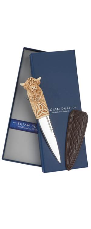 Imitation Ivory Highland Cow Daywear Sgian Dubh