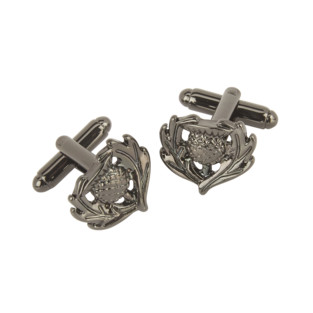 Black Chrome Thistle Cufflinks 