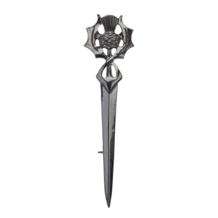 Black Chrome Thistle Kilt Pin