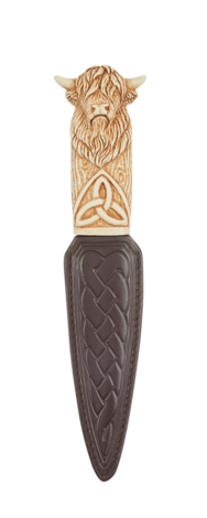 Imitation Ivory Highland Cow Daywear Sgian Dubh