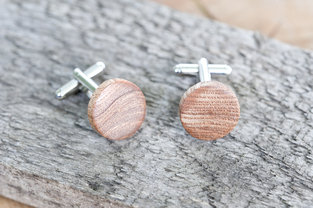 Round Cufflinks - Ash Wood